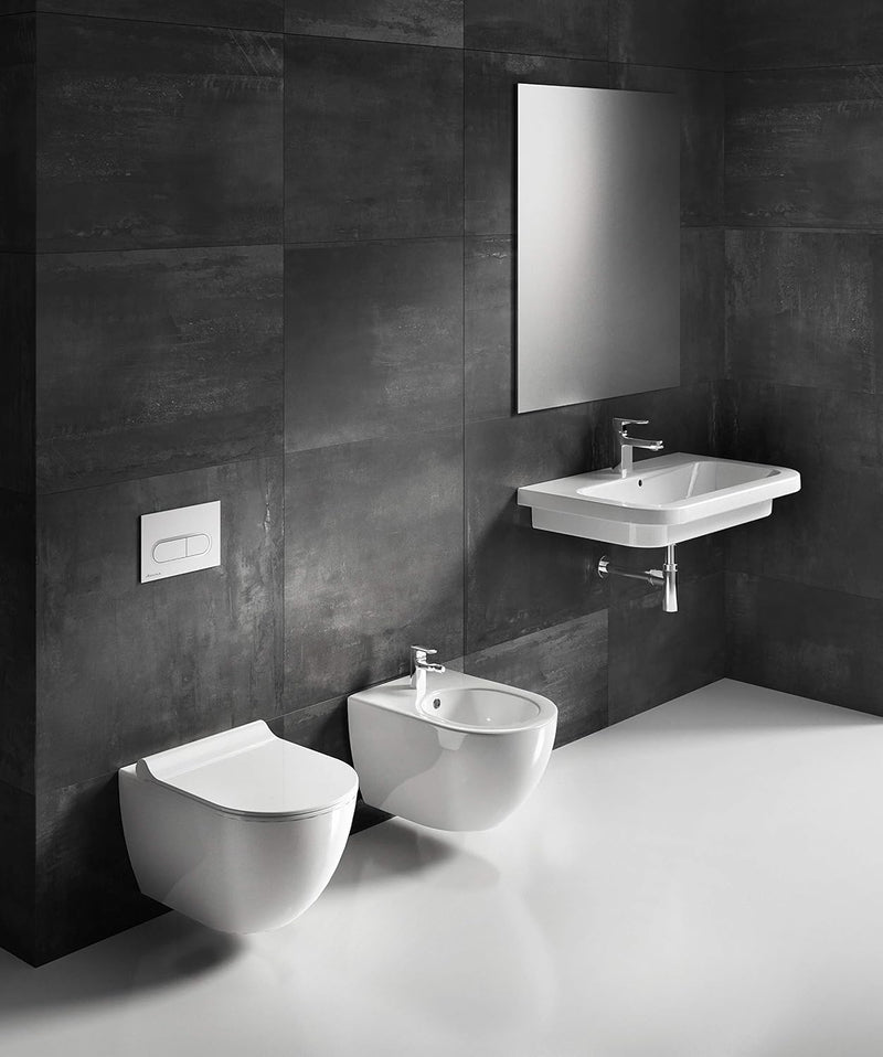 Design Hänge WC RimOff | Spülrandlose Toilette | Wand-WC-Set | inkl. WC Sitz Slim mit SoftClose | WC