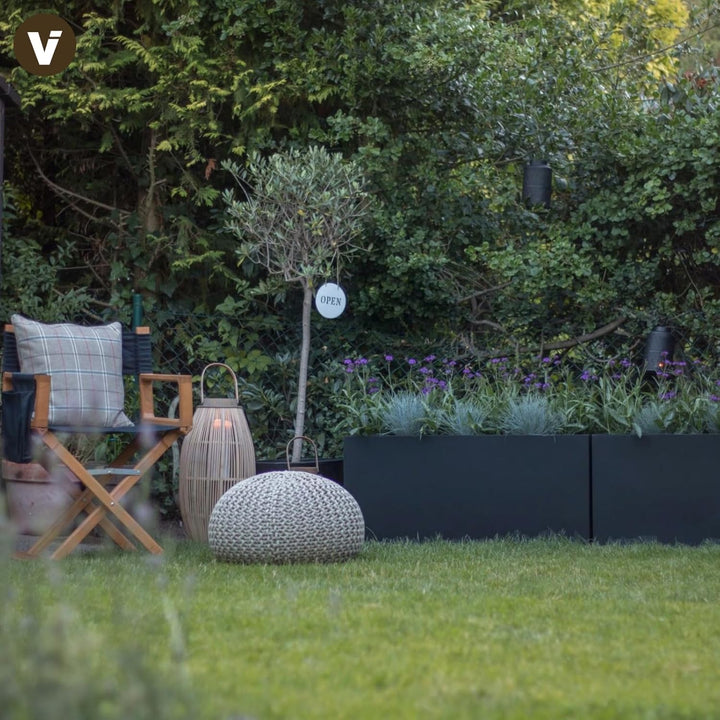 Vivanno Pflanzkübel Pflanztrog Blumentrog Fiberglas Anthrazit Maxi 45x100x45 45x100x45 cm Anthrazit