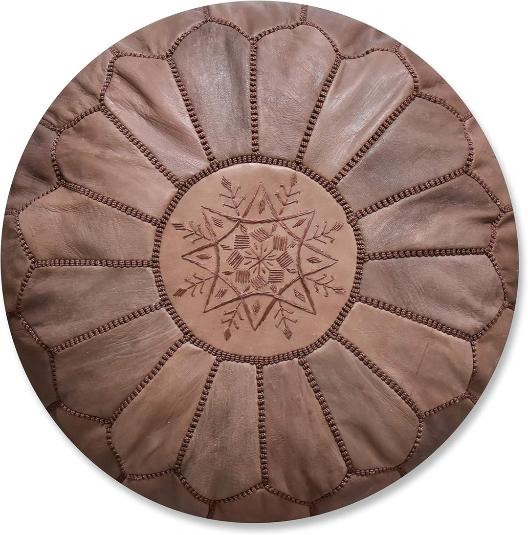 Poufs&Pillows Marokkanischer Echtleder Pouf - Handgefertigt - Gefüllt Geliefert - Ottoman, Sitzsack,