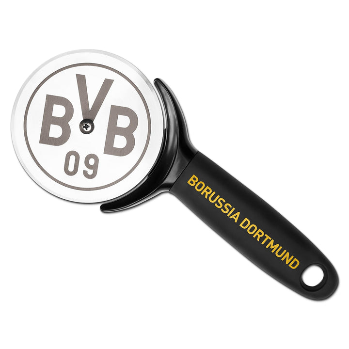 BVB Pizzaschneider - Hochwertiger Borussia Dortmund Pizzacutter mit Logo, Edelstahlklinge, Ergonomis