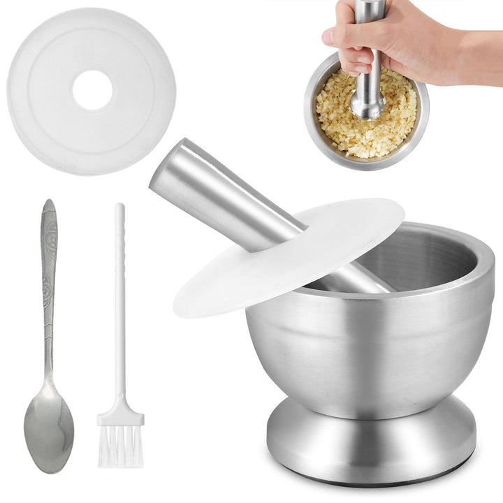 304 Edelstahl Mörser mit Stössel, 350ml Mörser und Stössel Set, 12cm Haushaltsstössel und Mörserscha