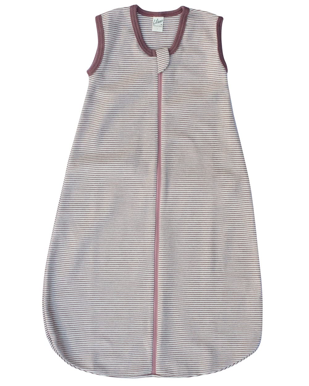 Lilano, Schlafsack Ringel ohne Arm, 70% Wolle (kbT), 30% Seide, 210 gr./m² Mauve/Natur 1 (70 cm), Ma
