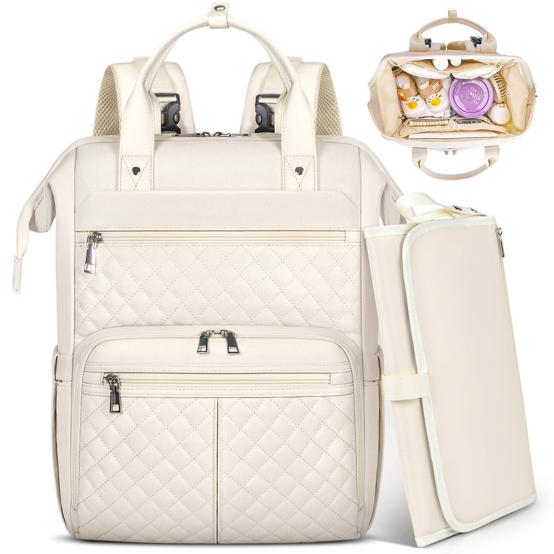 RAINSMORE Baby Wickelrucksack Gross mit Mobiler Wickelauflage Multifunktions Wickeltasche Kinderwage