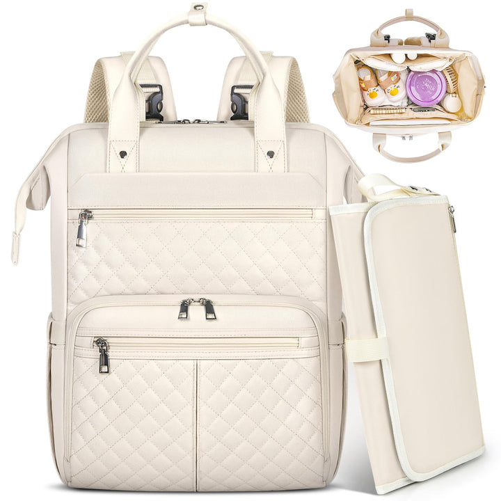 RAINSMORE Baby Wickelrucksack Gross mit Mobiler Wickelauflage Multifunktions Wickeltasche Kinderwage