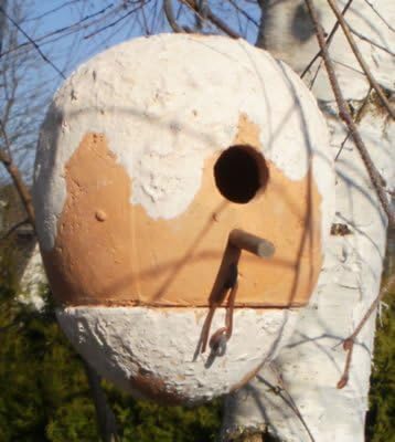 hochwertiges Design Keramik Vogelhaus - Nistkasten - Egg Antik
