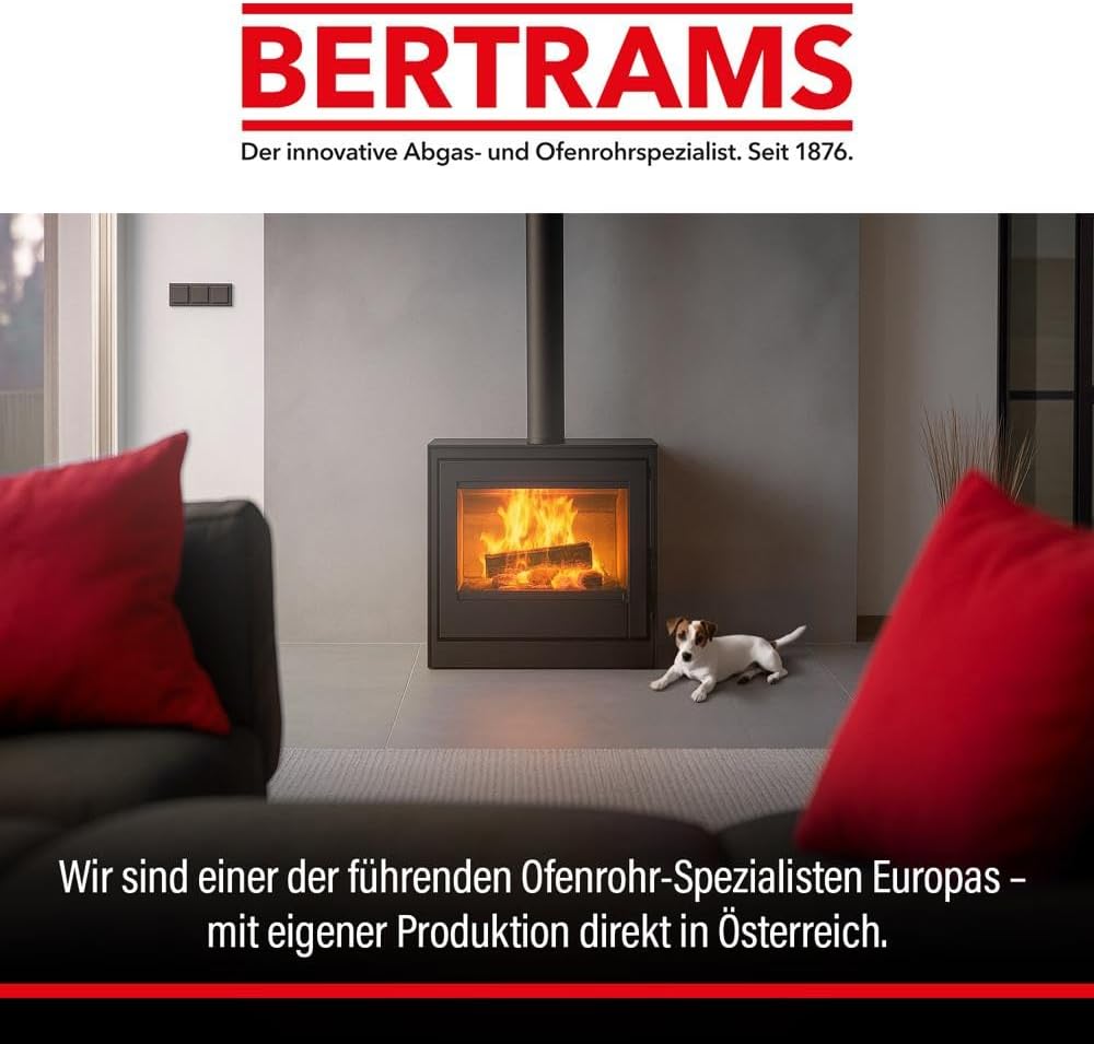 BERTRAMS Ofenrohr 120mm Ø 25 cm mit Drosselklappe Schwarz | Stahlrohr mit 20cm Einbaulänge | Feuerro