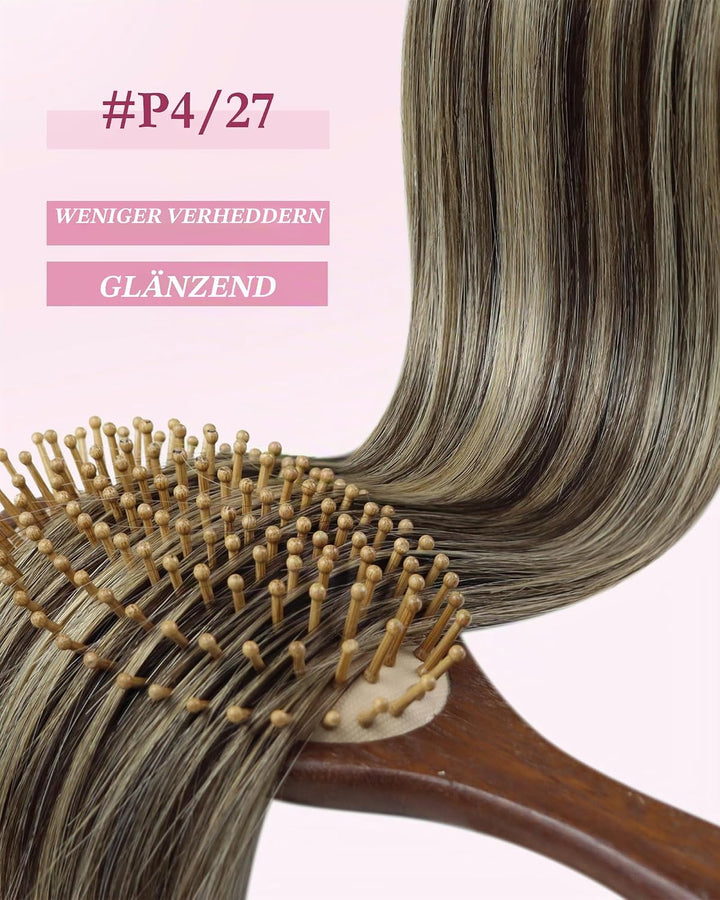 YoungSee Microring Extensions Echthaar Braun 40 cm Microring Hair Extensions Micro Loop Extensions E