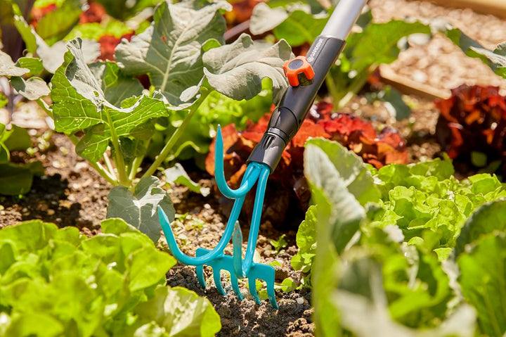 Gardena combisystem-Grubber-Rechen: Praktisches 2-in-1-Gartenwerkzeug, türkisschwarz, One Size, hoch