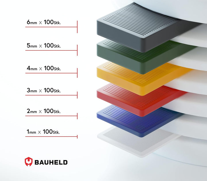 BAUHELD® Universal Verglasungsklötze 20x100mm [300/600 Stück] - Mehrfarbige Fenster-Abstandshalter K