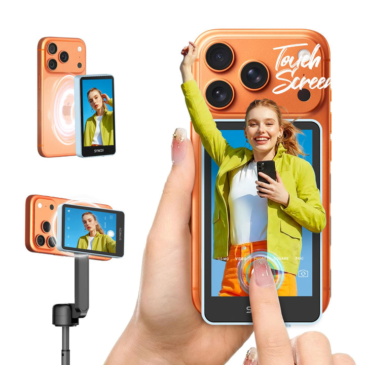 SYNCO XView Handy Selfie Monitor mit Touchscreen für iPhone 7-17 & Samsung, Magnetischer Smartphone
