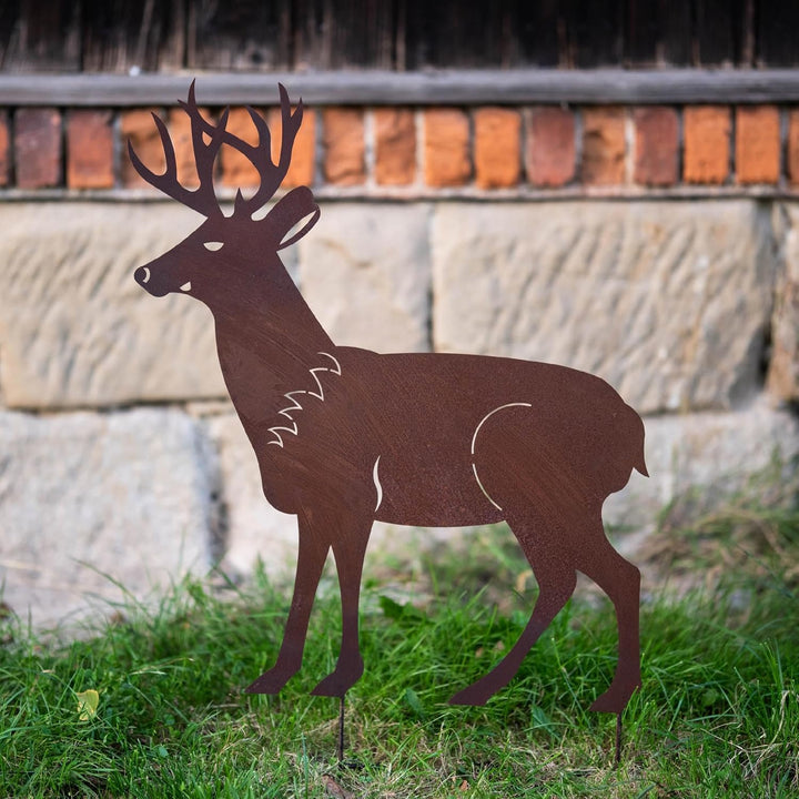 Kapaga - Gartenfigur aus Rost auf Einschlagbeinen - Metall Tierfigur - Edelrost Dekofigur - Tier Fig