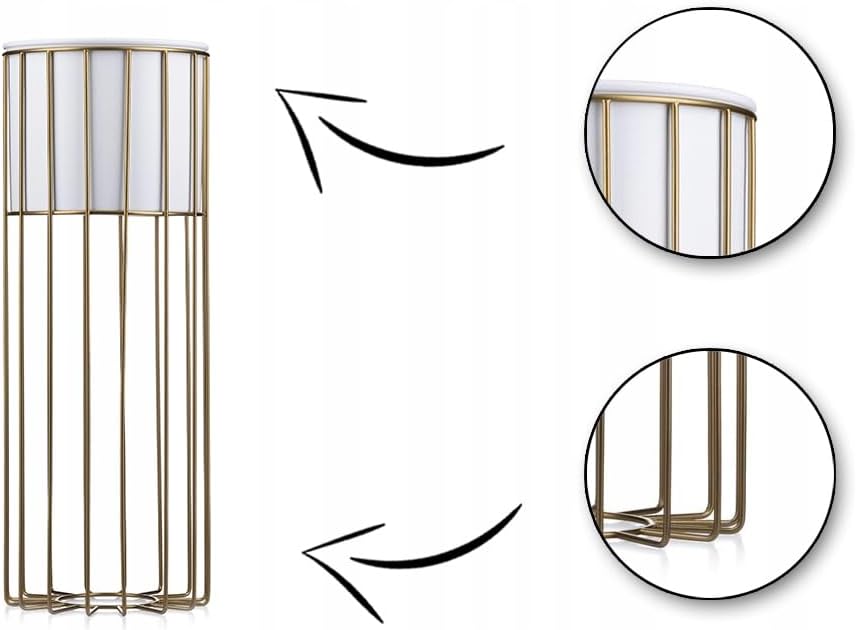 HowHomely Moderne Blumenständer Metall 55 cm Hoch mit Weiss Blumentopf Rund 19 cm Ø auf Robuste Gold