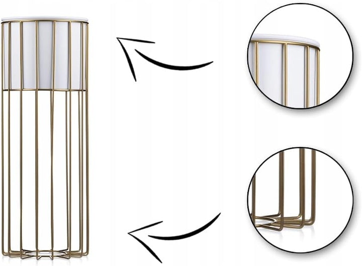 HowHomely Moderne Blumenständer Metall 55 cm Hoch mit Weiss Blumentopf Rund 19 cm Ø auf Robuste Gold