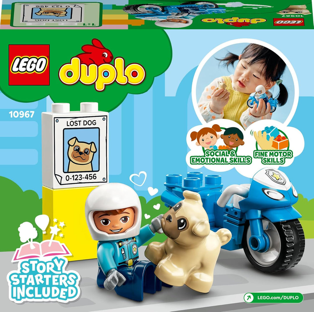 LEGO 10967 DUPLO Polizeimotorrad, Polizei-Spielzeug für Kleinkinder ab 2 Jahre, ideales Motorikspiel