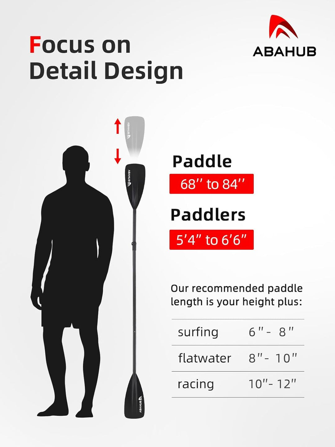 Abahub SUP Paddel / 2 in 1 Sup Kajak Paddel Aluminium Einstellbares Stand Up Paddle für Paddleboard,