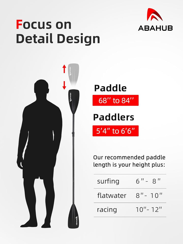 Abahub SUP Paddel / 2 in 1 Sup Kajak Paddel Aluminium Einstellbares Stand Up Paddle für Paddleboard,