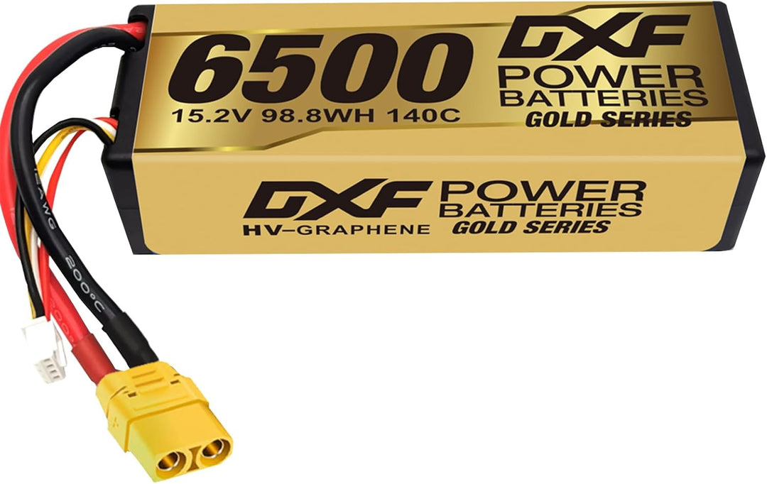 DXF Hochvol 4S 6500mAh 15.2V, 140C, Hardcase mit XT90 Spina per 1:8 Scala RC Auto, Multi-Rotor, RC E