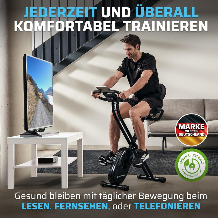 SportPlus Heimtrainer klappbar für zuhause, optional mit App Steuerung, Rückenlehne,Pulsmessung, man