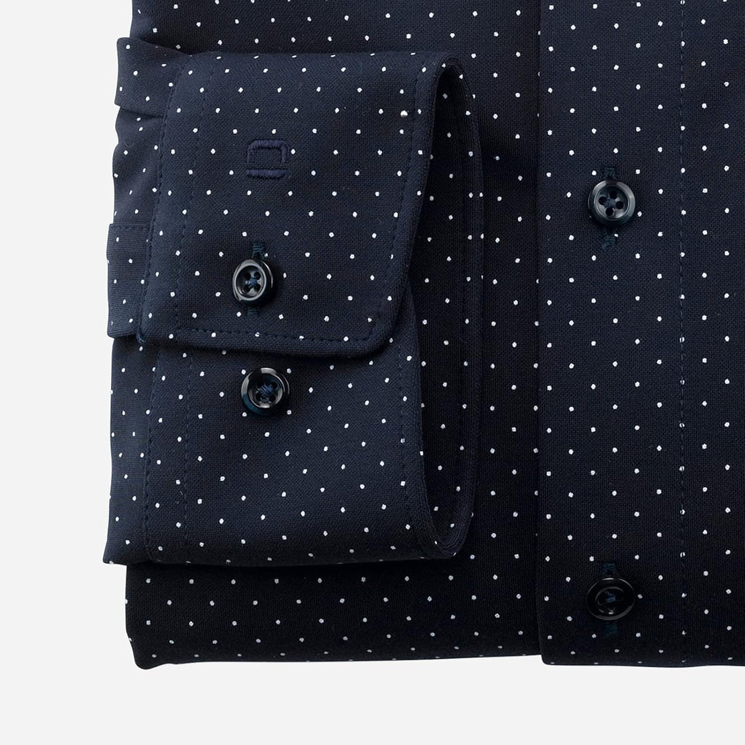 OLYMP Herren Businesshemd Luxor 24/Seven,Rotationsdruck,modern fit,Kent-Kragen 37 Marine 18, 37 Mari