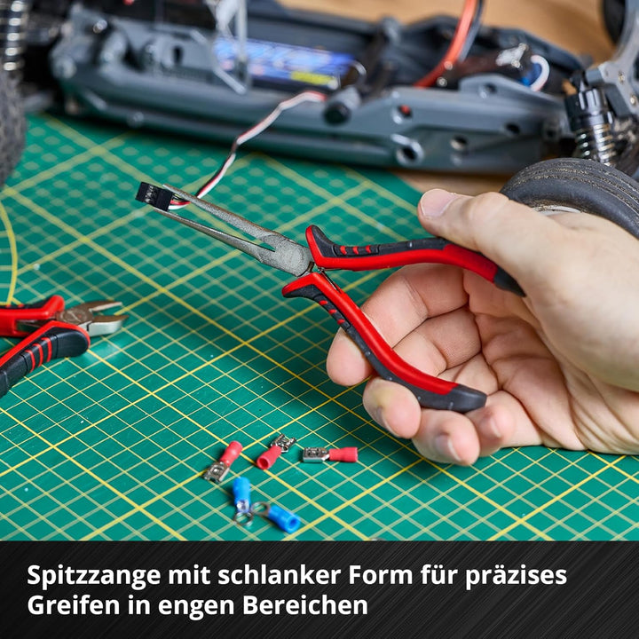 Original Einhell Pad Feinmechaniker-Zangen 8-tlg. (Präzisionszangen, Spitzzange, Rundzange, Flachzan