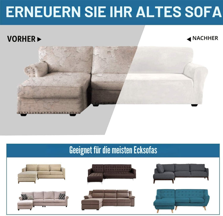 ShowyLive Sofa Überzug Ecksofa L Form Couch Überzug 2er Set Elastische Stretch mit 2 Stück Kissenbez