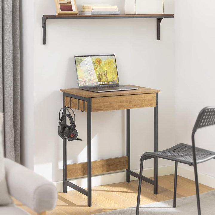 SoBuy FWT43-N Schreibtisch mit Einer Schublade und 2 Haken Tisch Computertisch Arbeitstisch Natur BH