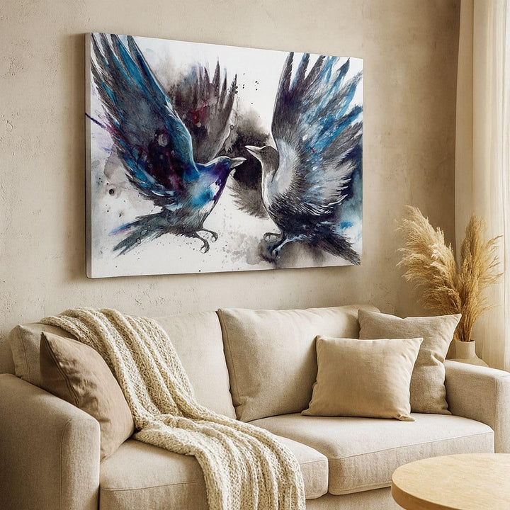 Bilder auf Leinwand 100x70cm Leinwandbild mit Rahmen Vogel Natur Feder Gross Wanddeko Bild Schlafzim