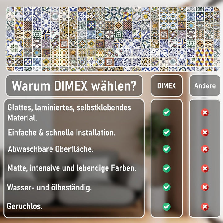 Dimex Küchenrückwand Folie selbstklebend PORTUGIESISCHE Fliesen | Klebefolie - Dekofolie - Spritzsch