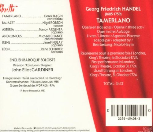 Tamerlano, Audio-CD