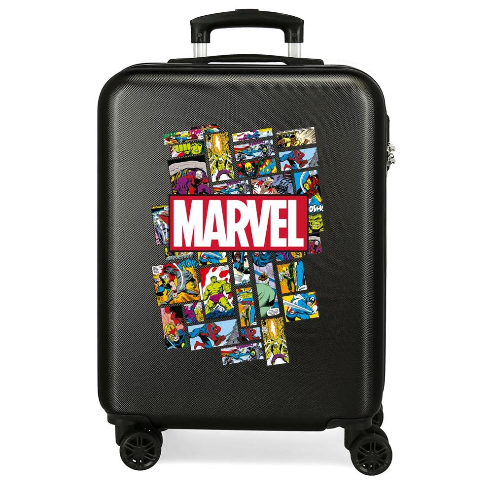 Marvel Avengers Handgepäck schwarz 38x55x20 cm Starres ABS seitliches Zahlenschloss 34L 2,6kgs 4 Dop