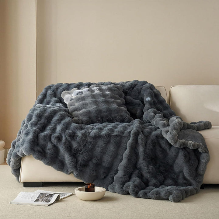 Kuscheldecke Kaninchen Plüsch Decke Kunstfell Warme Überwurfdecke Sofadecke Vielseitig Blanket für C