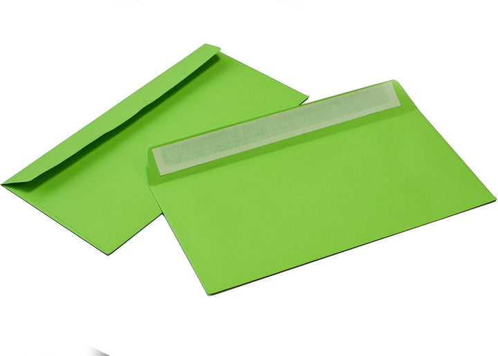 Briefumschläge DIN lang C6/5 114x229 mm grün 120 g/m² ohne Fenster haftklebend (Artikel: 208A) (500)