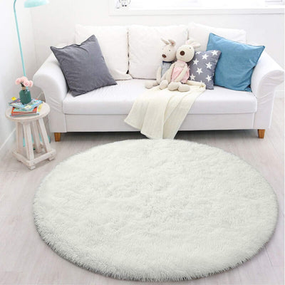 Tinyboy-hbq Runder Teppiche Hochflor Teppich wohnzimmerteppich Langflor Teppiche für Wohnzimmer flau