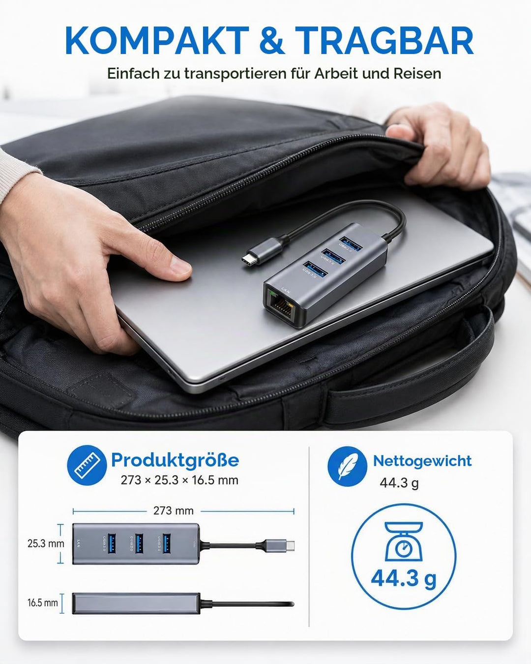 USB C auf Ethernet Adapter,ABLEWE Aluminium 4 in 1 USB C zu RJ45 1000Mbps Ethernet LAN Netzwerkadapt