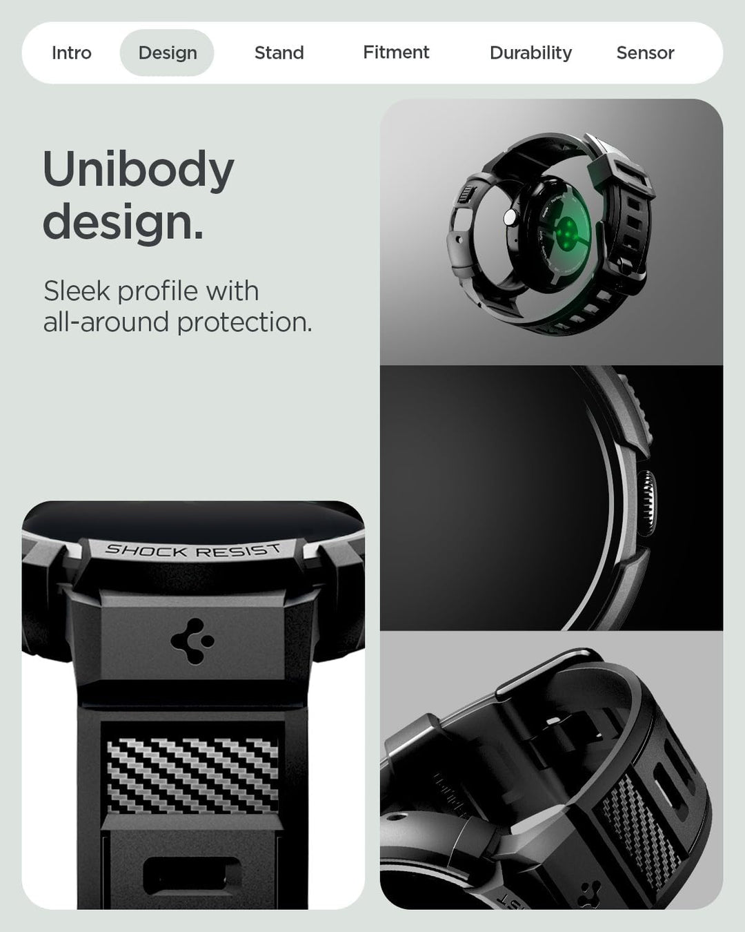 Spigen Rugged Armor Pro Hülle mit Band für Google Pixel Watch 4 45mm | TPU-Unibody-Hülle mit Armband
