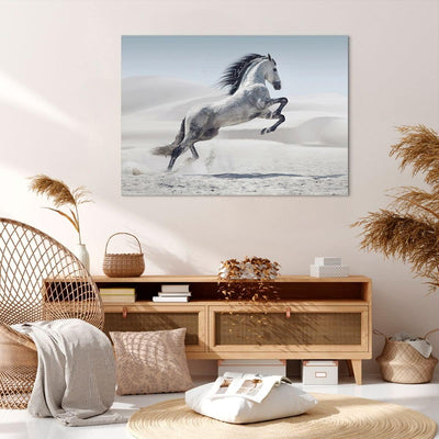 Bilder auf Leinwand 100x70cm Leinwandbild mit Rahmen Pferd Tier Natur Gross Wanddeko Bild Schlafzimm