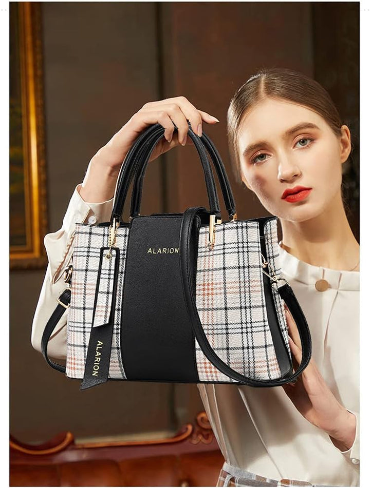 ALARION Damen Geldbörsen und Handtaschen Schultertasche Damen Designer Satchel Messenger Tote Bag 3-