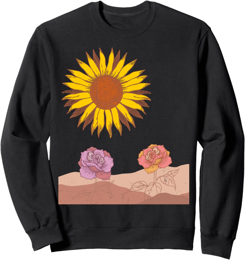 Abstrakte Sonnenblumen-Wüstenlandschaftsblume Sweatshirt