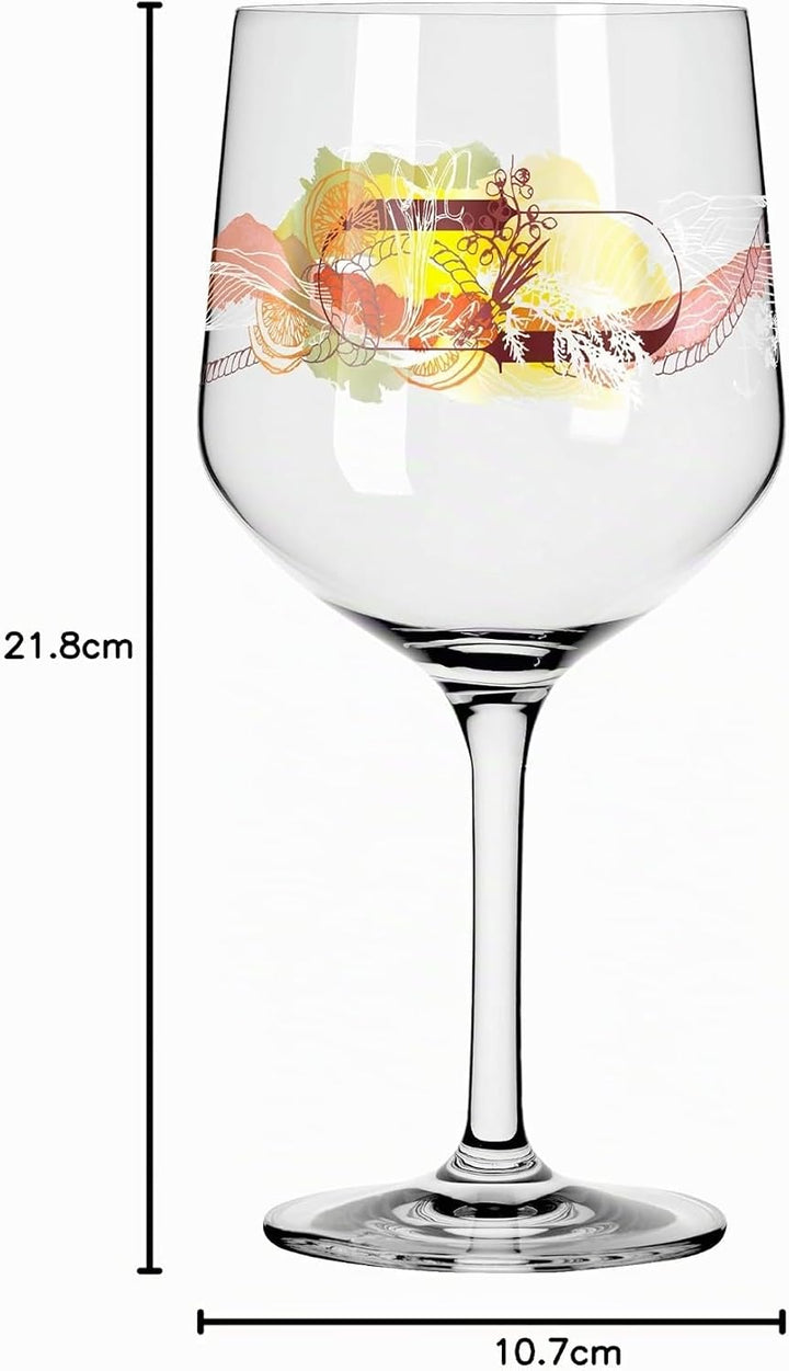 Ritzenhoff 3791001 Gin-Glas 700 ml – 2er-Set – Serie Botanic Lights Nr.1 – 2 Stück mit Sommerfarben