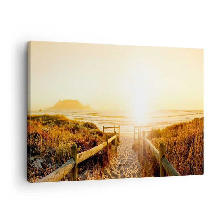 Bilder auf Leinwand Sonnenaufgang Welle Insel Meer Leinwandbild 70x50cm Wandbilder Dekoration Wohnzi