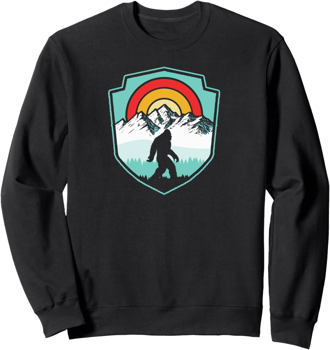 Vintage Sasquatch Outdoor Badge Bigfoot & Mountains Sweatshirt