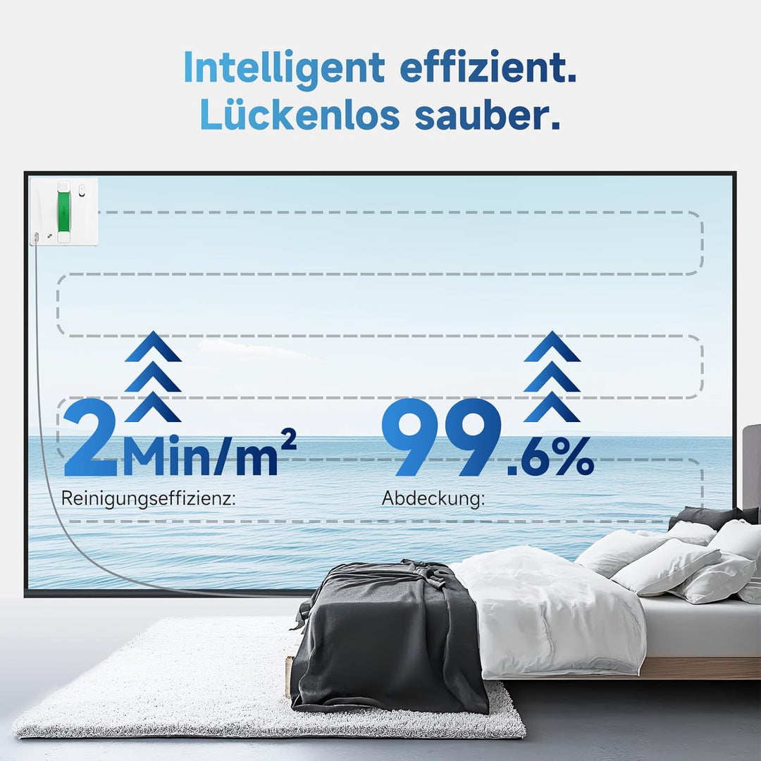 Fmart W8 fensterputzroboter mit sprühfunktion, 8000 Pa Saugkraft und Kantenerkennungstechnologie, Au