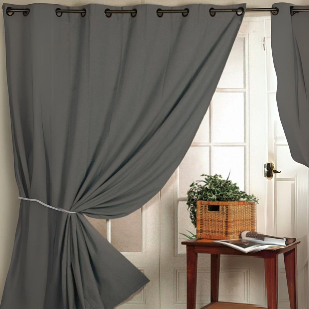 HomeMaison Vorhang, 100% Blickdicht, flammwidrig, M1 Nicht Feuer, Polyester, Grau, 180 x 140 cm
