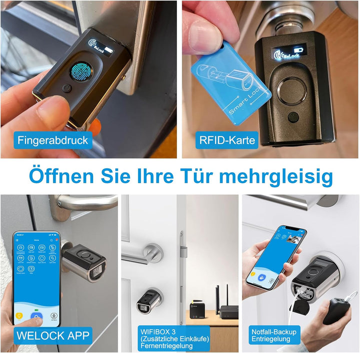 WELOCK Touch41 Türschloss Fingerabdruck,Fingerabdruck Türschloss Haustür,Elektronisches Türöffner IP