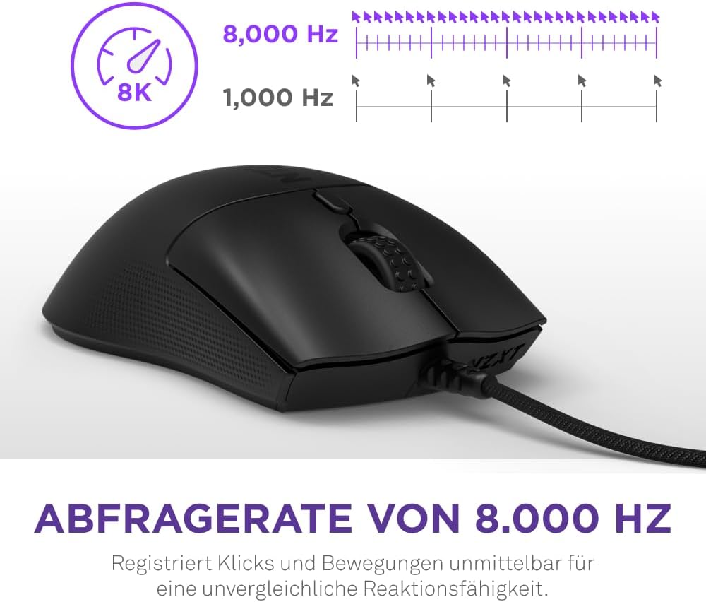 NZXT Lift 2 Symm | Leichte symmetrische kabelgebundene Gaming-Maus | Leichte 58-g-Konstruktion | 8K-