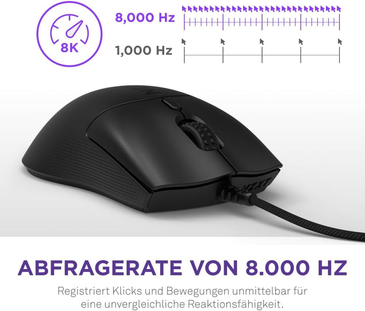 NZXT Lift 2 Symm | Leichte symmetrische kabelgebundene Gaming-Maus | Leichte 58-g-Konstruktion | 8K-