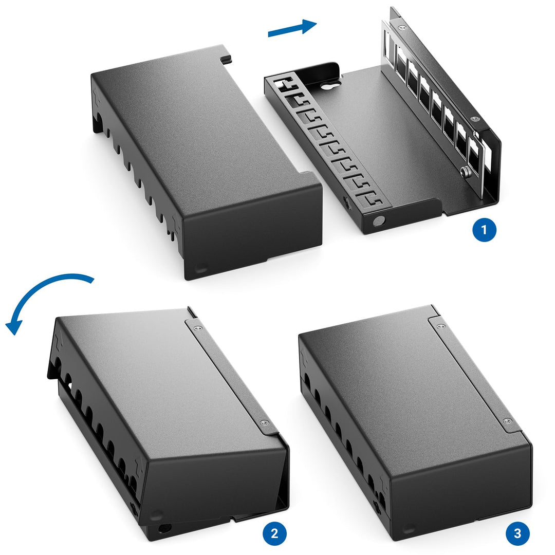 deleyCON 8 Port CAT7 Patchpanel Set mit 8x CAT.7 RJ45 Keystone Jack Modul STP 10 Gbit/s - Verteilerf