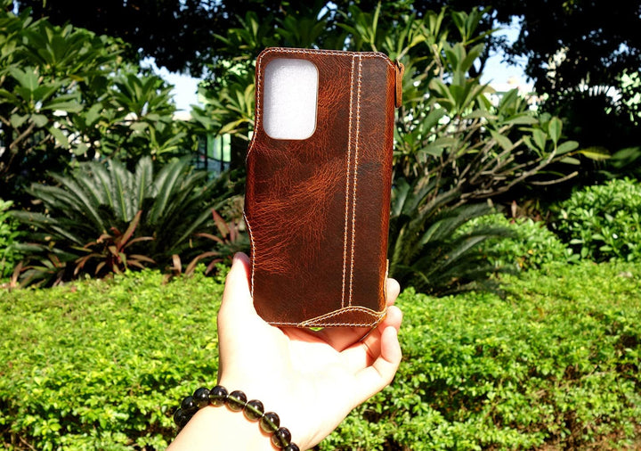 Yogurt Handyhülle für Samsung Galaxy A23 5G, Hülle Echtleder Case Ledertasche Lederhülle für Samsung