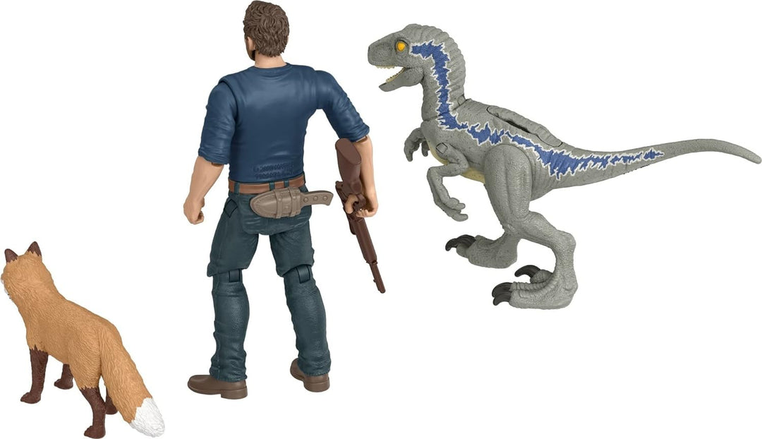 Jurassic World Dominion Human & Dino Pack Owen & Velociraptor Beta & Zubehör, authentische Actionfig
