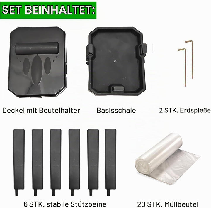 HOLAKIT Zusammenklappbarer Müllsackhalter mit Verstärkten Beinen und Integriertem Innenfach, Tragbar